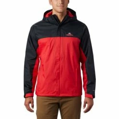 Columbia Men's Collegiate Glennaker Storm™ Rain Jacket - Georgia Uga - Black, Bright Red Selected
