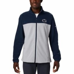 Columbia Men's Collegiate Flanker™ III Fleece Jacket - Penn State Psu - Collegiate Navy, Columbia Grey Selected