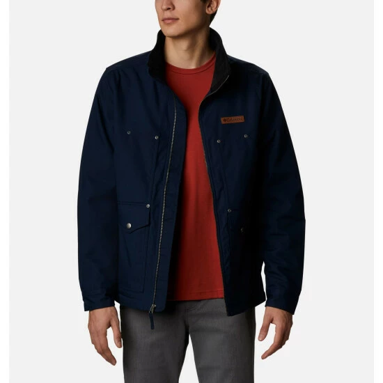 Columbia Men's Loma Vista™ Fleece Lined Jacket Collegiate Navy, Stone Green Plaid Selected - Image 6