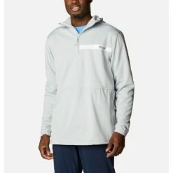 Columbia Men's PFG Skiff Guide™ Hooded Half Zip Fleece Pullover Cool Grey, White Selected