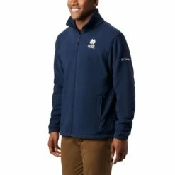 Columbia Men's Collegiate Flanker™ III Fleece Jacket - Notre Dame Nd - Collegiate Navy, Fuse Green