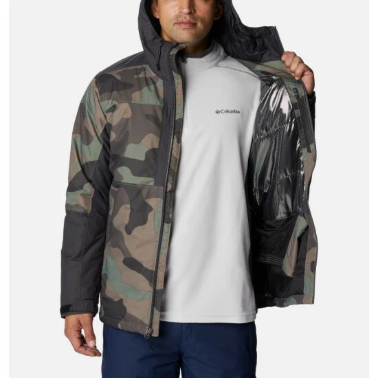 Columbia Men's Timberturner™ II Ski Jacket Cypress Mod Camo Print, Shark Selected - Image 6